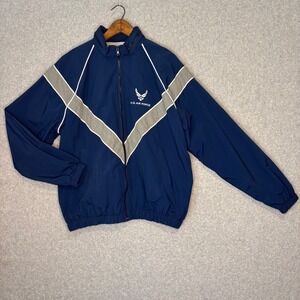 Air Force‎ PTU Jacket L Reflective US Military Physical Training Blue Zip Hoodie